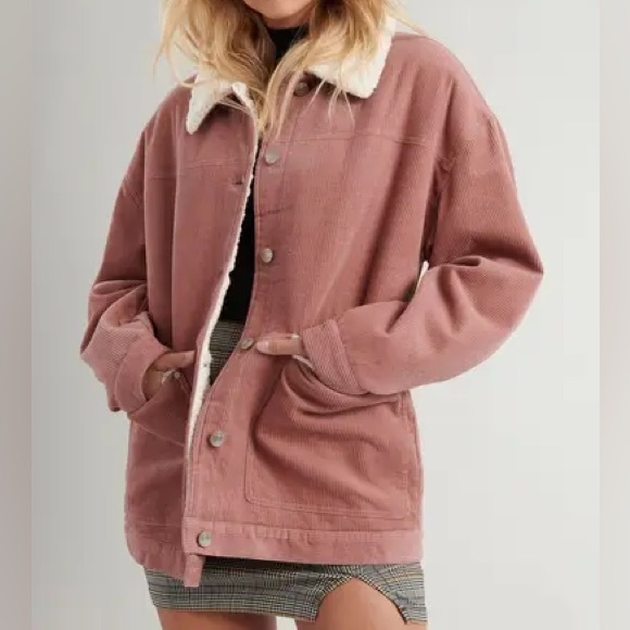 Garage Corduroy Sherpa Jacket Size Small Oversized Shacked Fall Winter - Picture 1 of 7